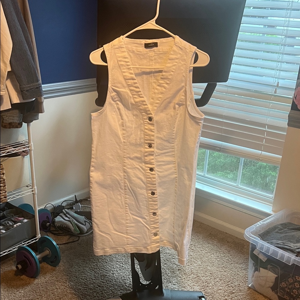 Aqua White Sleeveless Dress